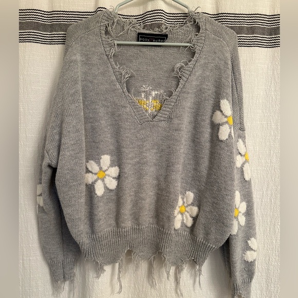 Distressed Daisy Sweater - Picture 1 of 4